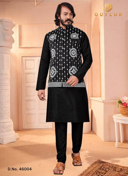 Black New Exclusive Festive Wear Kurta Pajama With Jacket Mens Collection 46004